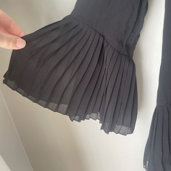 Zara‎ Tiered Pleated Chiffon Black Tunic/Drees Size Small Womens - Picture 8 of 9